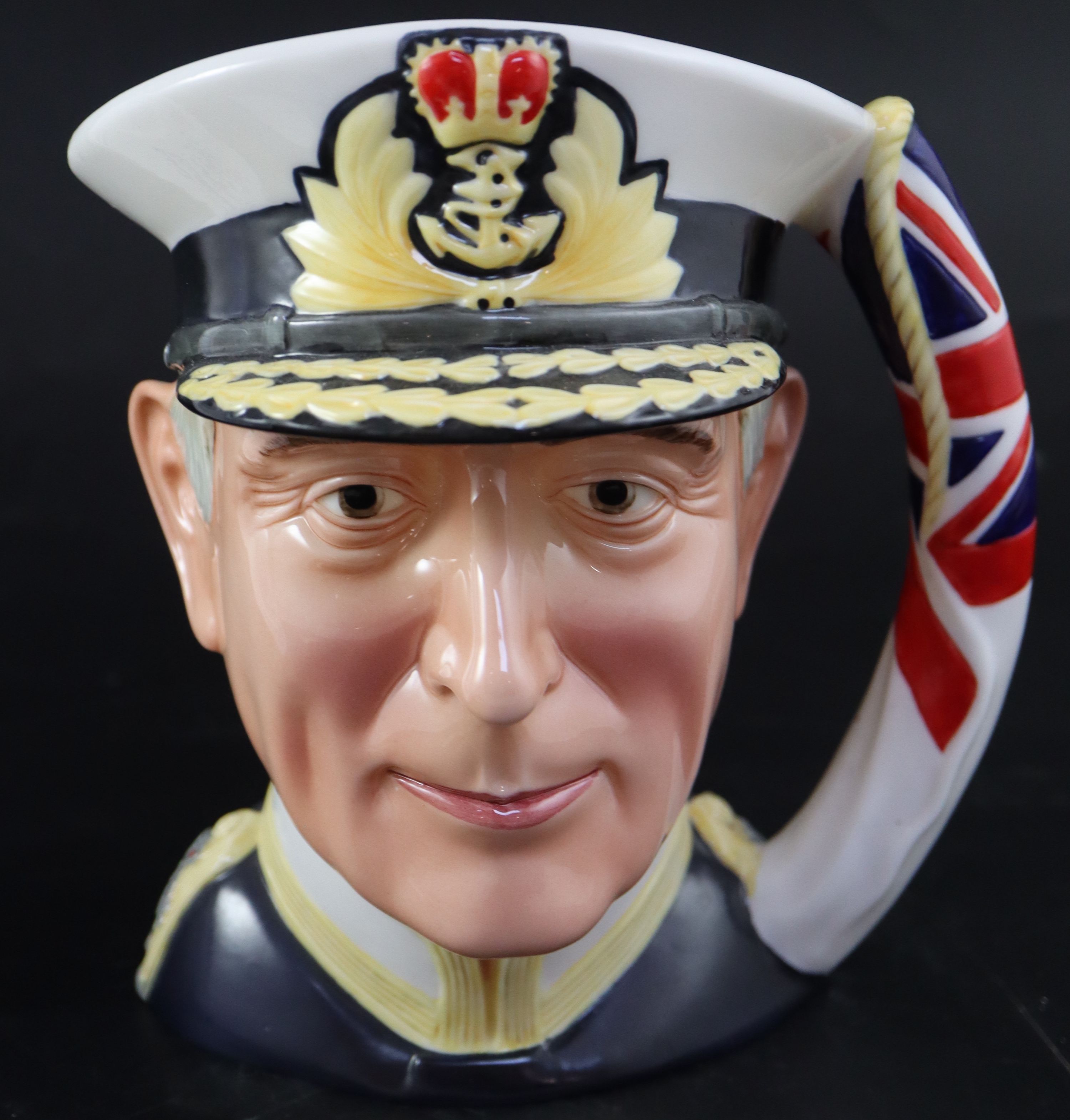 A Maritime Trust Admiral of the Fleet Earl Mountbatten of Burma character jug, 27.5cm